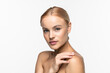 © dianagrytsku - Beautiful young woman female skin care healthy hair and skin isolated white background
