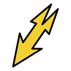 Poster - Lightning with two tails icon. Outline Lightning with two tails vector icon color flat isolated