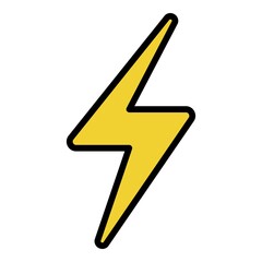 Sticker - Lightning sign icon. Outline lightning sign vector icon color flat isolated