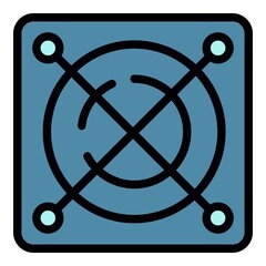 Poster - Fan cpu cooler icon. Outline fan cpu cooler vector icon color flat isolated
