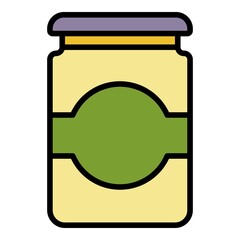 Poster - Cute jam jar icon. Outline cute jam jar vector icon color flat isolated