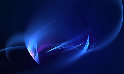 Wall Mural - Blue wavy glowing shapes in artistic digital 3d illustration. Common concept of technology, innovation, virtual reality or decoration. Great as background, certificate design, banner or print.