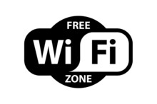 Free Wifi Zone Black Icon. Wi-fi Black Vector Free. Illustration On White Background Free Wifi Sticker, Free Wi-fi Icon, Free Wi Fi Label Sign.