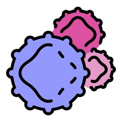 Poster - Bacteria spores icon. Outline bacteria spores vector icon color flat isolated