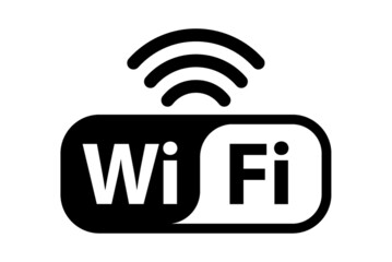 Free wifi zone black icon. Wi-fi black vector free. Illustration on white background free wifi sticker, free wi-fi icon, free wi fi label sign.