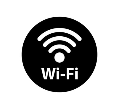 Free wifi zone black icon. Wi-fi black vector free. Illustration on white background free wifi sticker, free wi-fi icon, free wi fi label sign.