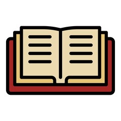 Poster - Open book icon. Outline open book vector icon color flat isolated