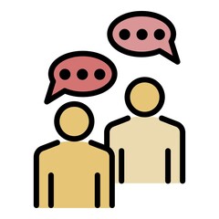Poster - people talking icon. outline people talking vector icon color flat isolated