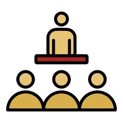 Poster - People discussion icon. Outline people discussion vector icon color flat isolated