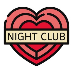 Aufkleber - night club icon. outline night club vector icon color flat isolated