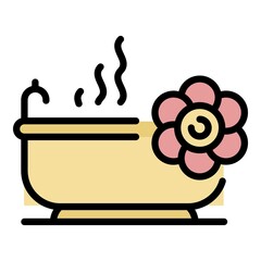 Sticker - Spa bathtub icon. Outline spa bathtub vector icon color flat isolated