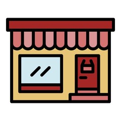 Canvas Print - Grocery street shop icon. Outline grocery street shop vector icon color flat isolated
