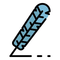 Poster - Feather writing icon. Outline feather writing vector icon color flat isolated