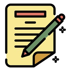 Poster - pen writing paper icon. outline pen writing paper vector icon color flat isolated