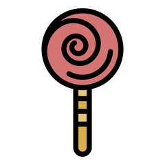 Sticker - Swirl lollipop icon. Outline swirl lollipop vector icon color flat isolated