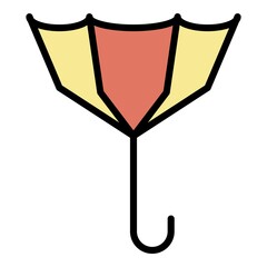 Poster - Umbrella in windy weather icon. Outline umbrella in windy weather vector icon color flat isolated