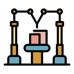 Poster - Modern assembly line icon. Outline modern assembly line vector icon color flat isolated