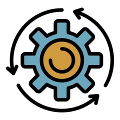 Poster - Assembly gear wheel icon. Outline assembly gear wheel vector icon color flat isolated