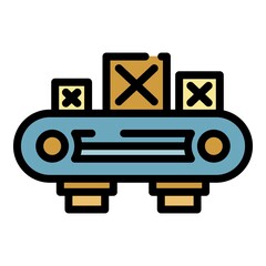 Poster - Assembly wood box line icon. Outline assembly wood box line vector icon color flat isolated