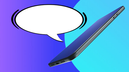 Poster - smartphone chat. virtual communication. online chat. mobile phone and quotes frames. dialog box bubb