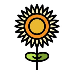 Poster - Sunflower with a stem icon. Outline sunflower with a stem vector icon color flat isolated
