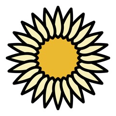 Sticker - Sunflower inflorescence icon. Outline sunflower inflorescence vector icon color flat isolated