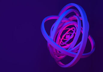 Poster - Lilac geometric abstraction. Geometric pattern with space for text. An art object made of three-dimensional circles. Abstract geometry. An image with circles for the background. 3d rendering