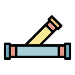 Poster - Double pipe icon. Outline double pipe vector icon color flat isolated