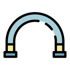 Poster - Curve pipe icon. Outline curve pipe vector icon color flat isolated