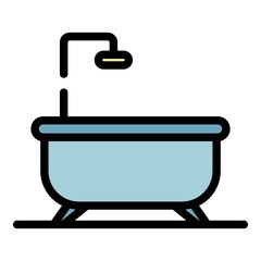Poster - Bathtub icon. Outline bathtub vector icon color flat isolated
