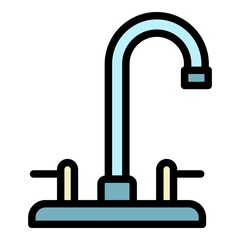 Sticker - Faucet icon. Outline faucet vector icon color flat isolated