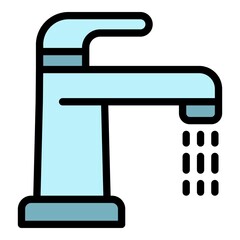 Sticker - Open water tap icon. Outline open water tap vector icon color flat isolated