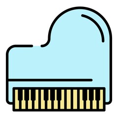 Sticker - Retro grand piano icon. Outline retro grand piano vector icon color flat isolated