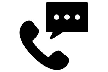 Phone icon with message sign. Glyph voicemail symbol. Voice message icon in black