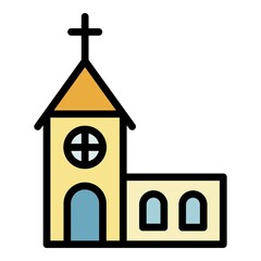 Sticker - City church icon. Outline city church vector icon color flat isolated