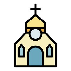 Sticker - Priest church icon. Outline priest church vector icon color flat isolated