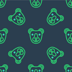 Wall Mural - Line Bear head icon isolated seamless pattern on blue background. Vector