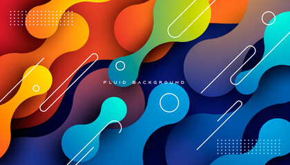 Poster - blue and orange gradient dynamic fluid background