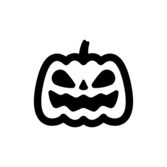 Wall Mural - Halloween pumpkin icon. Black contour linear silhouette. Front view. Vector simple flat graphic illustration. The isolated object on a white background. Isolate.