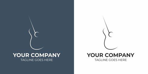 simple line art logo, outline logo. suitable for your guitar shop, studio, and concert logo design