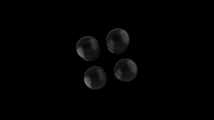 Wall Mural - 3d abstract black balls rotating in a black background. creative seamless loop 3d rendered motion gr