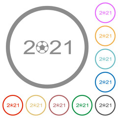 Sticker - Soccer tournament 2021 flat icons with outlines