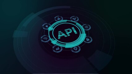 API - Application Programming Interface. Software development tool. Business, modern technology, internet and networking concept.