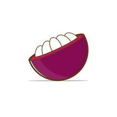 Poster - mangosteen fruit isolated on a white background. design elements, logo templates, vegetarian menu decoration. Flat style illustration