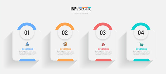 infographics design template, business concept with 4 steps or options, can be used for workflow lay