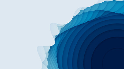 Wall Mural - white to blue paper layers. 3d abstract gradient papercut. colorful origami shape concept