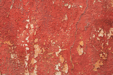 Poster - Old wall detail with red peeling paint