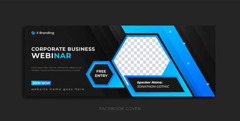 Wall Mural - business agency, online marketing facebook cover, webinar program, conference banner, flyer, post, v