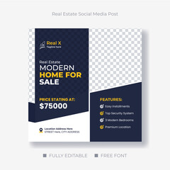 Wall Mural - modern real estate social media post, home sale, real estate home sale social media post, facebook, 