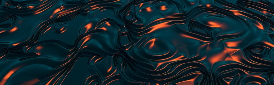Abstract organic structure with metallic colors. 3D rendering